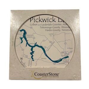 CoasterStone Pickwick Lake Map Trivet Absorbent Stone USA New
